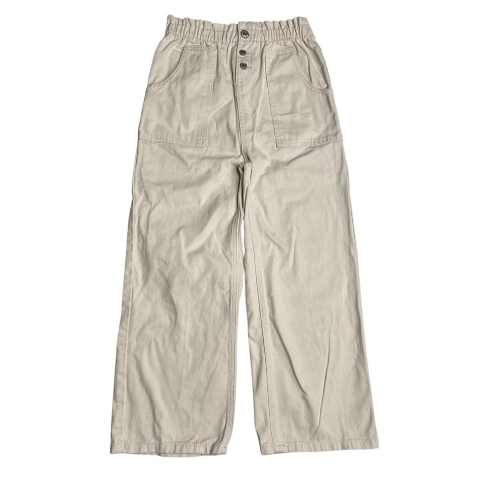 Tan Wide-Leg Casual Bottoms with Elastic Waistband